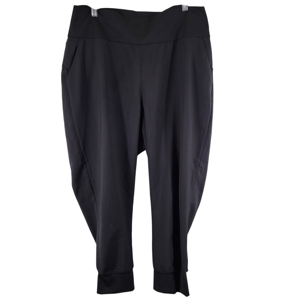 Adidas Athletic Pants Womens XL Black Crop Tapered Made w Recycled Material